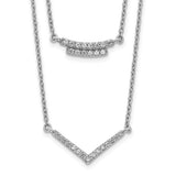 14k White Gold Diamond Double Strand 18 inch Necklace-WBC-PM3748-025-WA