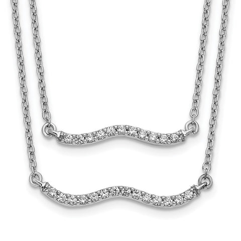 14k White Gold Diamond Double Strand 18 inch Necklace-WBC-PM3749-025-WA