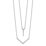 14k White Gold Diamond Double Strand 18 inch Necklace-WBC-PM3751-025-WA