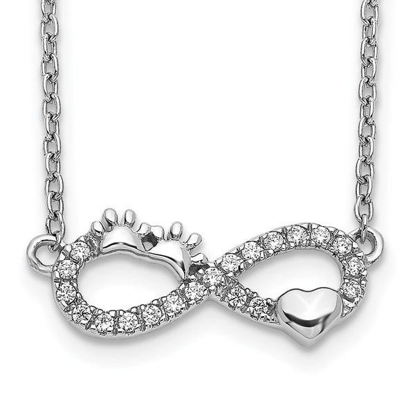 14k White Gold Diamond Infinity Pawprint/Heart 18 inch Necklace-WBC-PM3763-010-WA