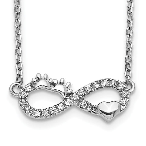 14k White Gold Diamond Infinity Pawprint/Heart 18 inch Necklace-WBC-PM3763-010-WA