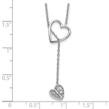 14k White Gold Diamond Heart w/dangle 18 inch Necklace-WBC-PM3769-008-WA