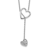 14k White Gold Diamond Heart w/dangle 18 inch Necklace-WBC-PM3769-008-WA