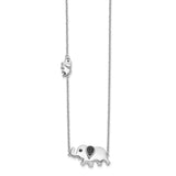 14k White Gold Black Diamond Elephant 18 inch Necklace-WBC-PM3771-BK-005-WA