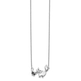 14k White Gold Black Diamond Mother and Baby Cat 18 inch Necklace-WBC-PM3772-BK-004-WA