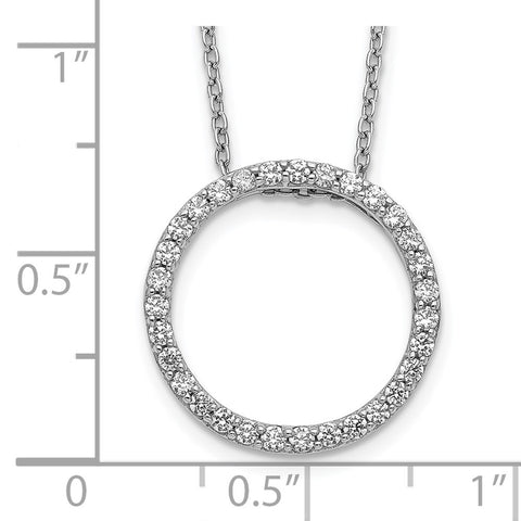 14k White Gold Diamond Circle 18 inch Necklace-WBC-PM3781-050-WA