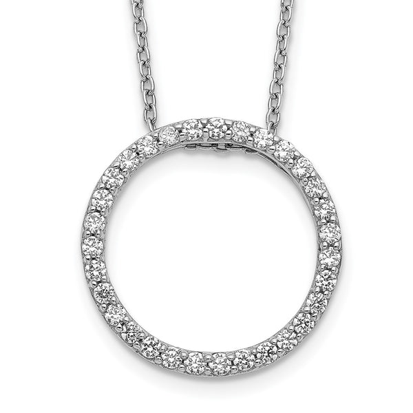 14k White Gold Diamond Circle 18 inch Necklace-WBC-PM3781-050-WA