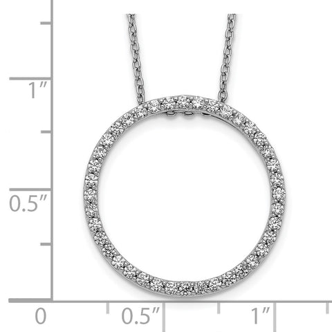 14k White Gold Diamond Circle 18 inch Necklace-WBC-PM3781-060-WA