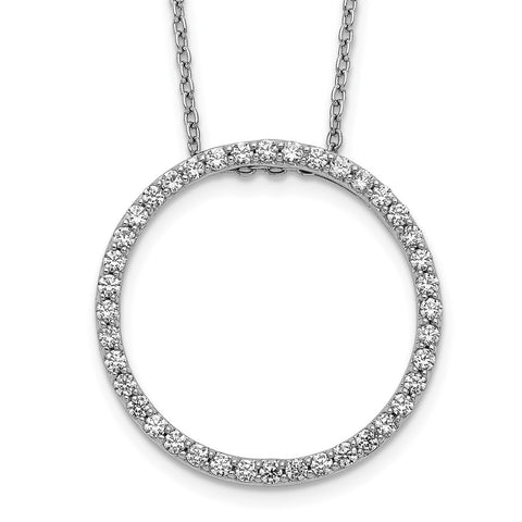 14k White Gold Diamond Circle 18 inch Necklace-WBC-PM3781-060-WA