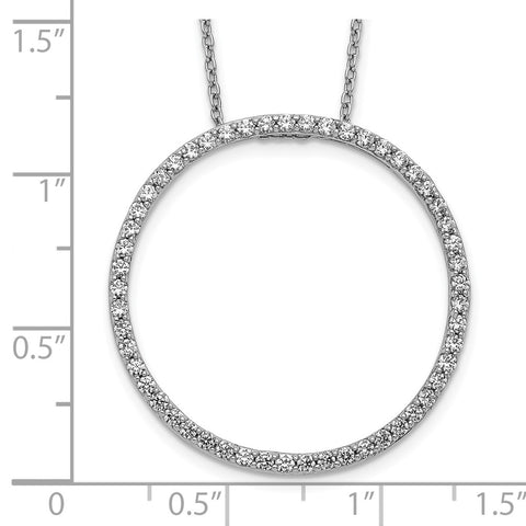14k White Gold Diamond Circle 18 inch Necklace-WBC-PM3781-080-WA