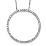 14k White Gold Diamond Circle 18 inch Necklace-WBC-PM3781-080-WA