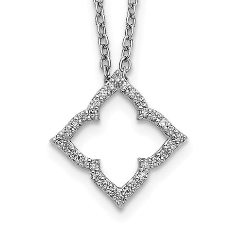 14k White Gold Diamond 18 inch Necklace-WBC-PM3788-015-WA