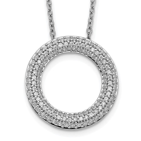 14k White Gold Diamond Circle 18 inch Necklace-WBC-PM3789-060-WA