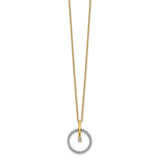 14k Two-tone Diamond Circle 18 inch Necklace-WBC-PM3803-020-YWA