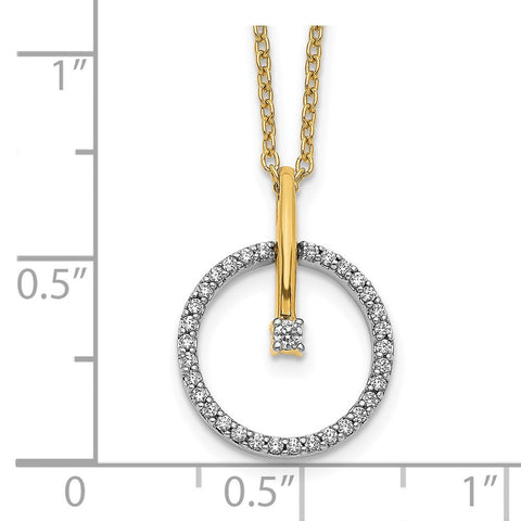 14k Two-tone Diamond Circle 18 inch Necklace-WBC-PM3803-020-YWA