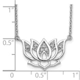 14k White Gold Diamond Lotus Flower 18 inch Necklace-WBC-PM3810-008-WA