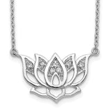 14k White Gold Diamond Lotus Flower 18 inch Necklace-WBC-PM3810-008-WA