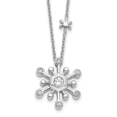 14k White Gold Diamond Snowflake 18 inch Necklace-WBC-PM3813-025-WA
