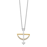 14k Two-tone Diamond Bow and Arrow 18 inch Necklace-WBC-PM3897-030-YWA