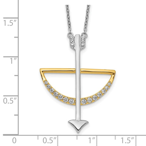 14k Two-tone Diamond Bow and Arrow 18 inch Necklace-WBC-PM3897-030-YWA