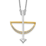 14k Two-tone Diamond Bow and Arrow 18 inch Necklace-WBC-PM3897-030-YWA