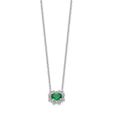 14k White Gold Diamond and Oval Emerald 18 inch Necklace-WBC-PM4025-EM-020-WA-18