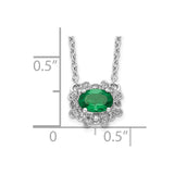 14k White Gold Diamond and Oval Emerald 18 inch Necklace-WBC-PM4025-EM-020-WA-18