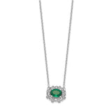 14k White Gold Diamond and Oval Emerald 18 inch Necklace-WBC-PM4025-EM-045-WA-18