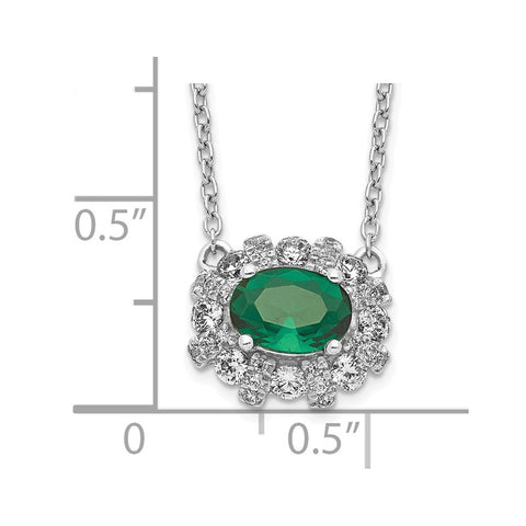 14k White Gold Diamond and Oval Emerald 18 inch Necklace-WBC-PM4025-EM-045-WA-18
