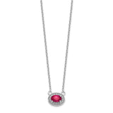 14k White Gold Diamond and Oval Ruby 18 inch Necklace-WBC-PM4026-RU-008-WA-18