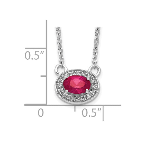 14k White Gold Diamond and Oval Ruby 18 inch Necklace-WBC-PM4026-RU-008-WA-18