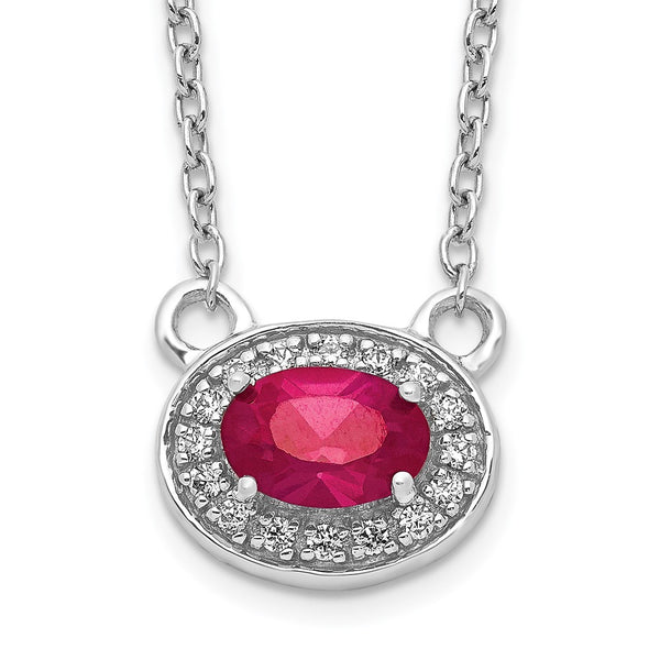 14k White Gold Diamond and Oval Ruby 18 inch Necklace-WBC-PM4026-RU-008-WA-18