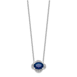 14k White Gold Diamond and Oval Sapphire 18 inch Necklace-WBC-PM4027-SA-013-WA-18