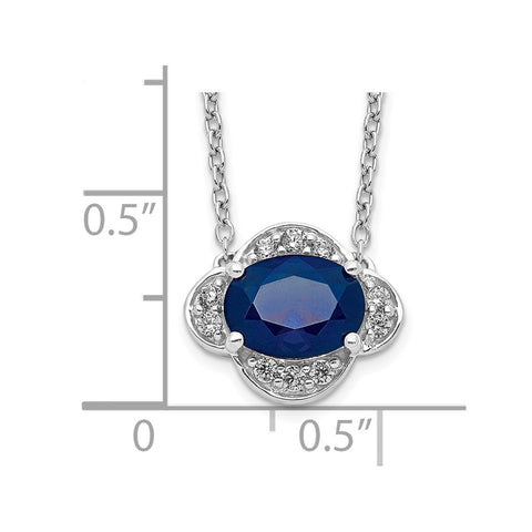 14k White Gold Diamond and Oval Sapphire 18 inch Necklace-WBC-PM4027-SA-013-WA-18