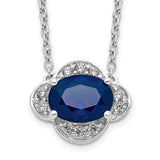 14k White Gold Diamond and Oval Sapphire 18 inch Necklace-WBC-PM4027-SA-013-WA-18