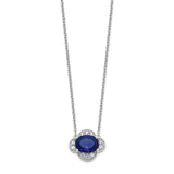 14k White Gold Diamond and Oval Sapphire 18 inch Necklace-WBC-PM4027-SA-020-WA-18