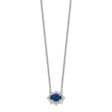 14k White Gold Diamond and Oval Sapphire 18 inch Necklace-WBC-PM4028-SA-014-WA-18