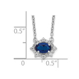 14k White Gold Diamond and Oval Sapphire 18 inch Necklace-WBC-PM4028-SA-014-WA-18