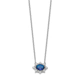 14k White Gold Diamond and Oval Sapphire 18 inch Necklace-WBC-PM4028-SA-025-WA-18