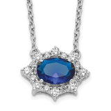 14k White Gold Diamond and Oval Sapphire 18 inch Necklace-WBC-PM4028-SA-025-WA-18