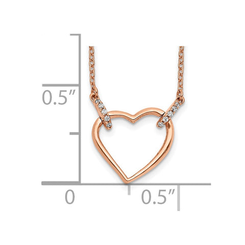 14k Rose Gold Diamond Heart 18 inch Necklace-WBC-PM4366-005-RA
