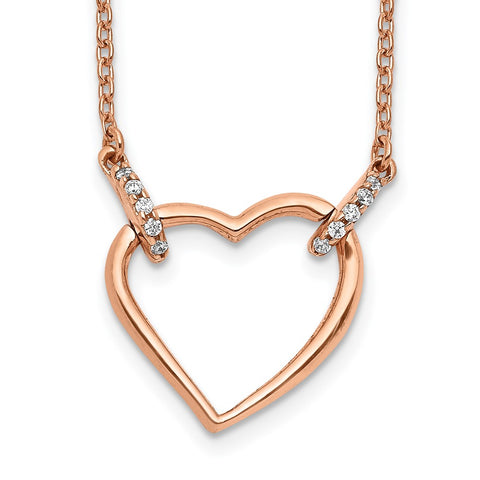 14k Rose Gold Diamond Heart 18 inch Necklace-WBC-PM4366-005-RA