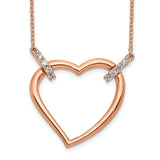 14k Rose Gold Diamond Heart 18 inch Necklace-WBC-PM4366-025-RA