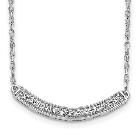 14k White Gold Diamond Curved Bar 18 inch Necklace-WBC-PM4679-016-WA