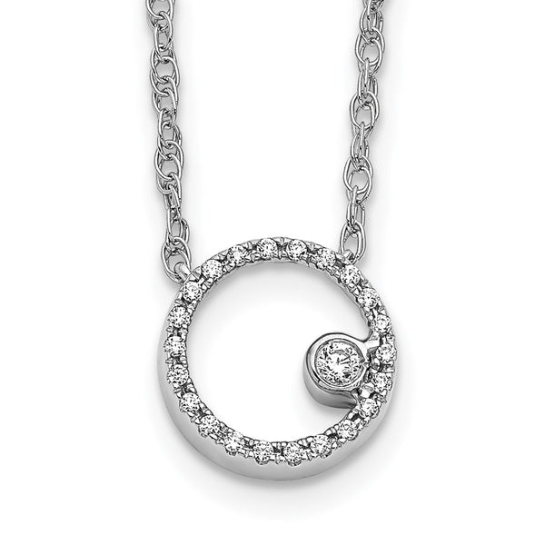 14k White Gold Diamond Open Circle 18 inch Necklace-WBC-PM4685-010-WA