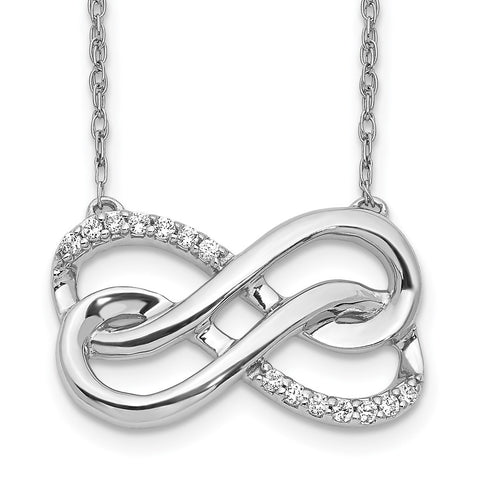 14k White Gold Diamond Double Infinity Symbol 18 inch Necklace-WBC-PM4689-010-WA