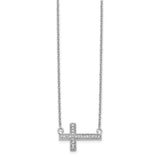 14k White Gold Diamond Sideways Cross 18in Necklace-WBC-PM4690-010-WA
