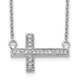 14k White Gold Diamond Sideways Cross 18in Necklace-WBC-PM4690-010-WA