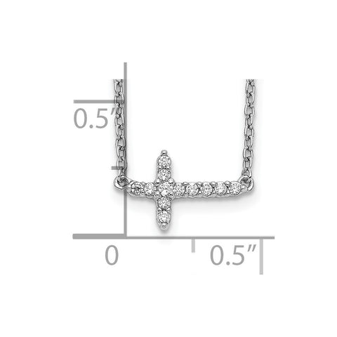 14k White Gold Diamond Sideways Cross 18in Necklace-WBC-PM4692-010-WA