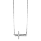 14k White Gold Diamond Sideways Cross 18in Necklace-WBC-PM4695-016-WA